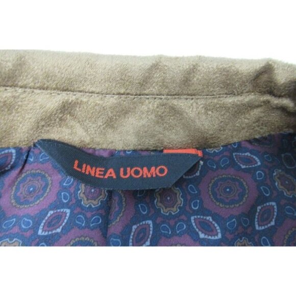 Linea Uomo Lined Blazer Premium Suede Sport Coat Patch Elbow Grandpa Tan Men 50R - Picture 11 of 12